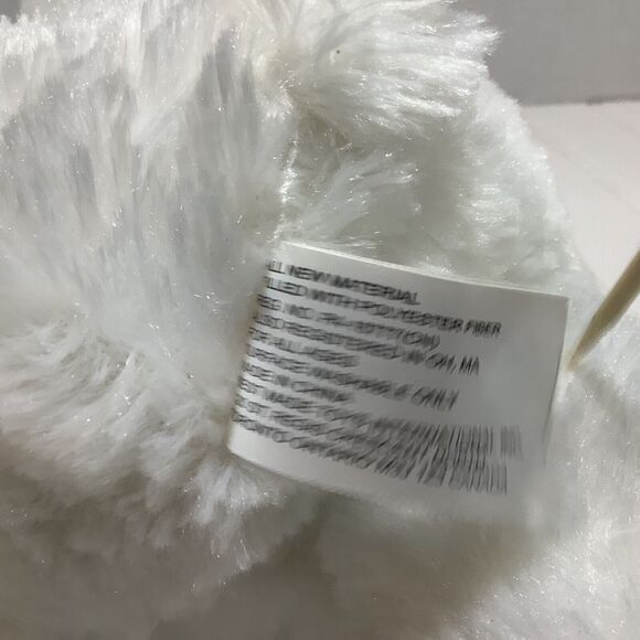 White Teddy Bear 13” Plush Pink Hearts on Feet  and Pink Red Heart Ribbon - Picture 5 of 6